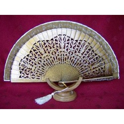 wooden hand fan 9999 gold